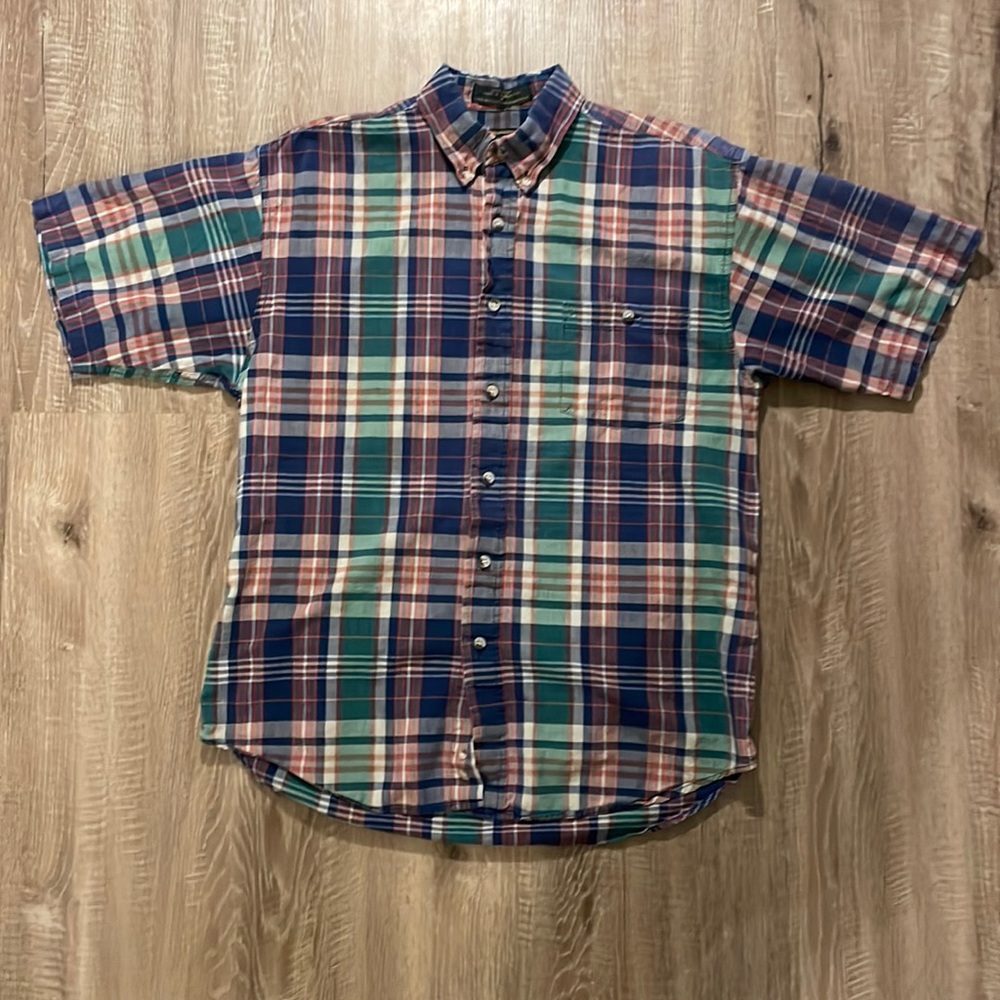 VINTAGE Madras Short Sleeve Croft & Barrow Plaid